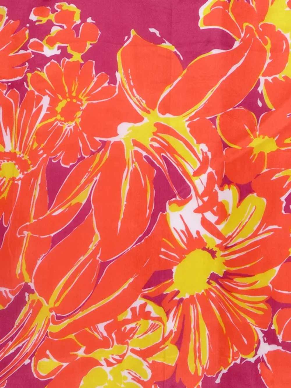 Bold Colorful Floral Print Silk Scarf 1990s - image 2