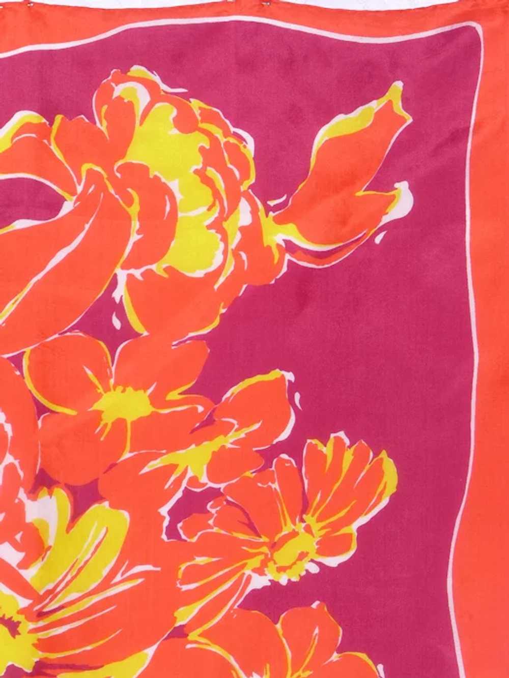 Bold Colorful Floral Print Silk Scarf 1990s - image 3