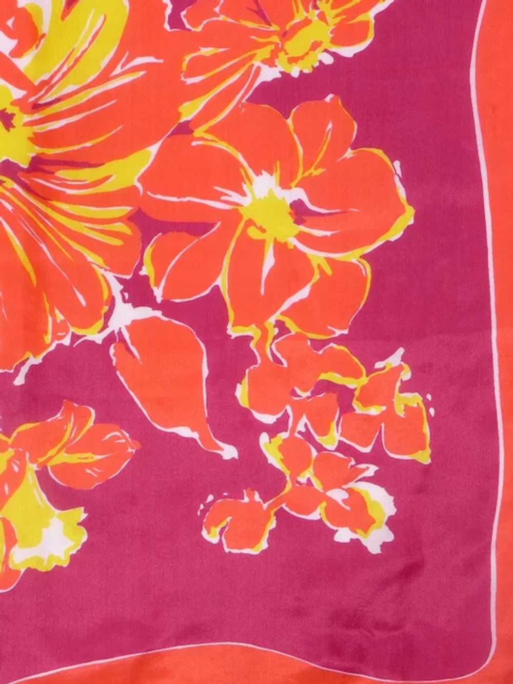 Bold Colorful Floral Print Silk Scarf 1990s - image 4