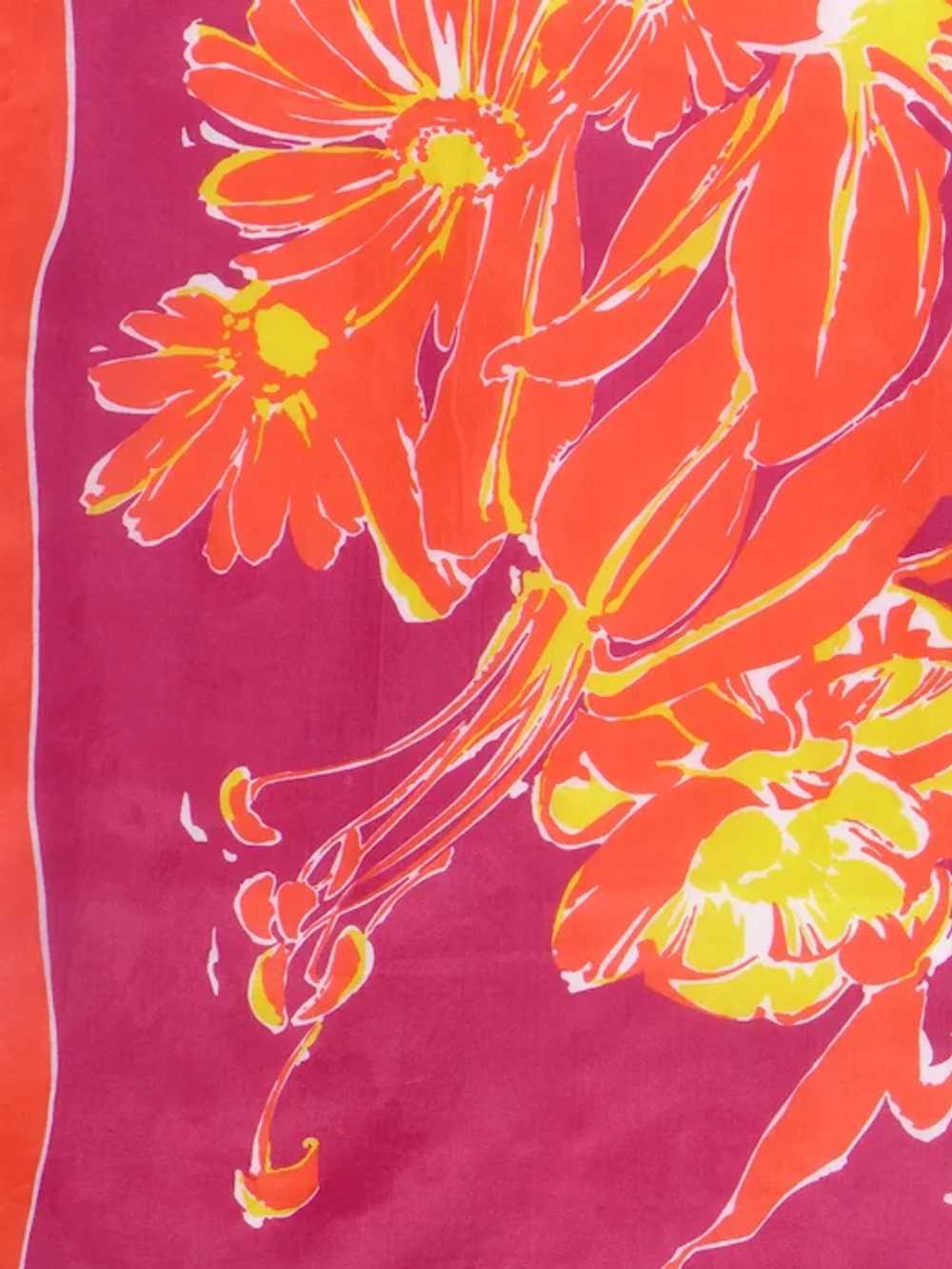Bold Colorful Floral Print Silk Scarf 1990s - image 5