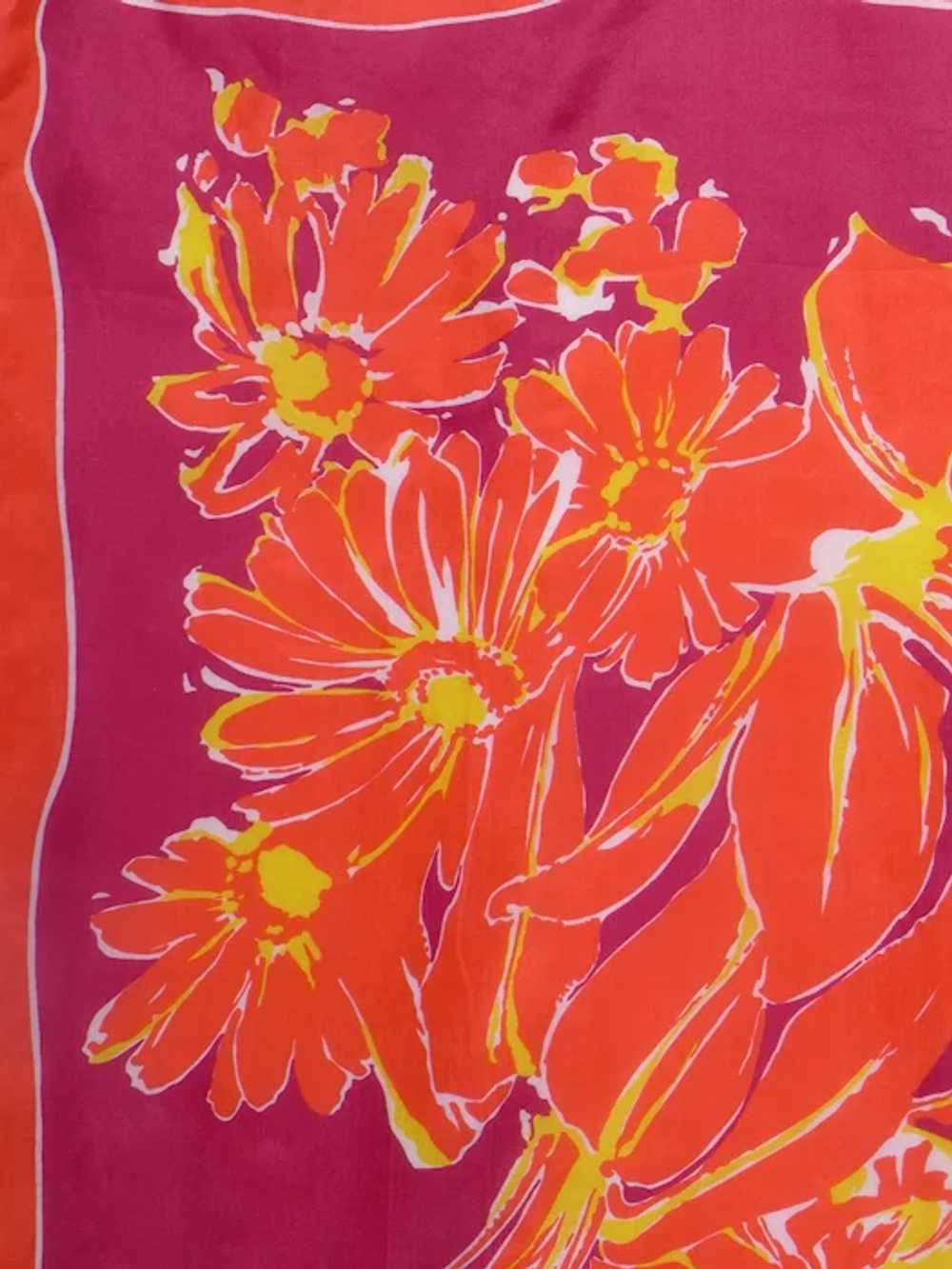 Bold Colorful Floral Print Silk Scarf 1990s - image 6