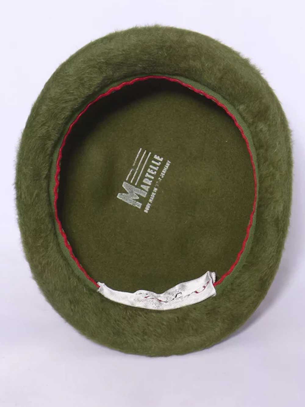 Vintage 1960s Oleg Cassini Helmet Style Hat Olive… - image 7