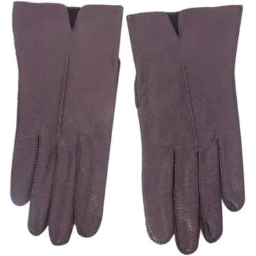 Genuine Deerskin Ladies Gloves Brown Leather 1990s - image 1