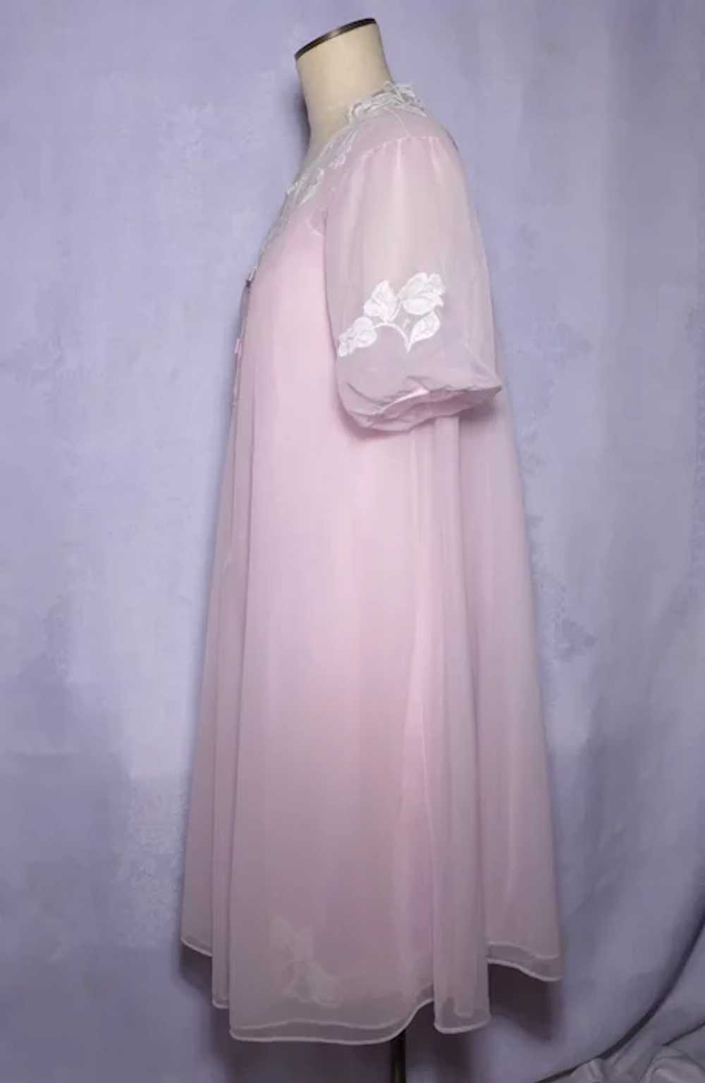 Vintage 1960s Kayser Pink Nylon Peignoir Set Nigh… - image 2