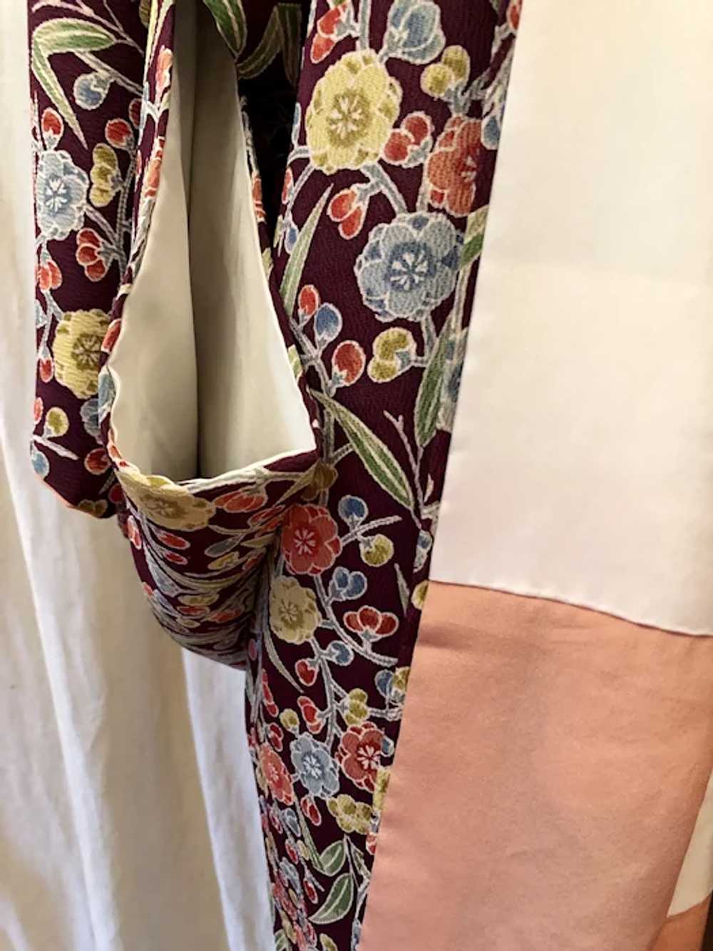 Vintage 1960's Silk Caftan Floral Kimono Jacket O… - image 3