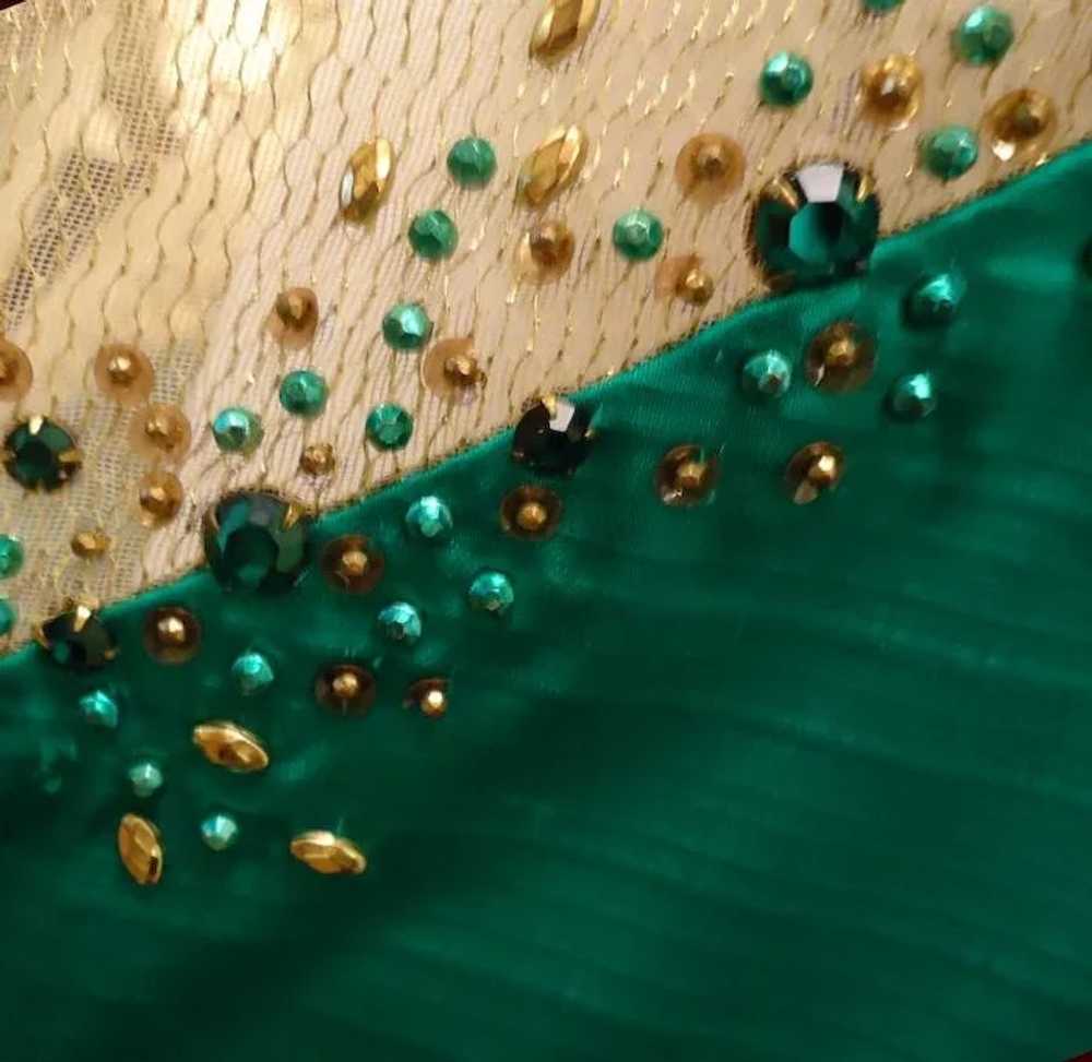 Emerald Green Silk Gown, Vintage - image 5