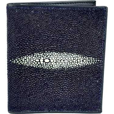 Navy Blue Stingray Leather Wallet Gentleman’s Bi-… - image 1