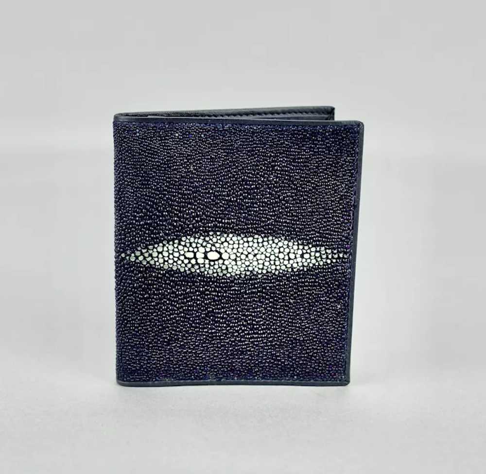 Navy Blue Stingray Leather Wallet Gentleman’s Bi-… - image 4