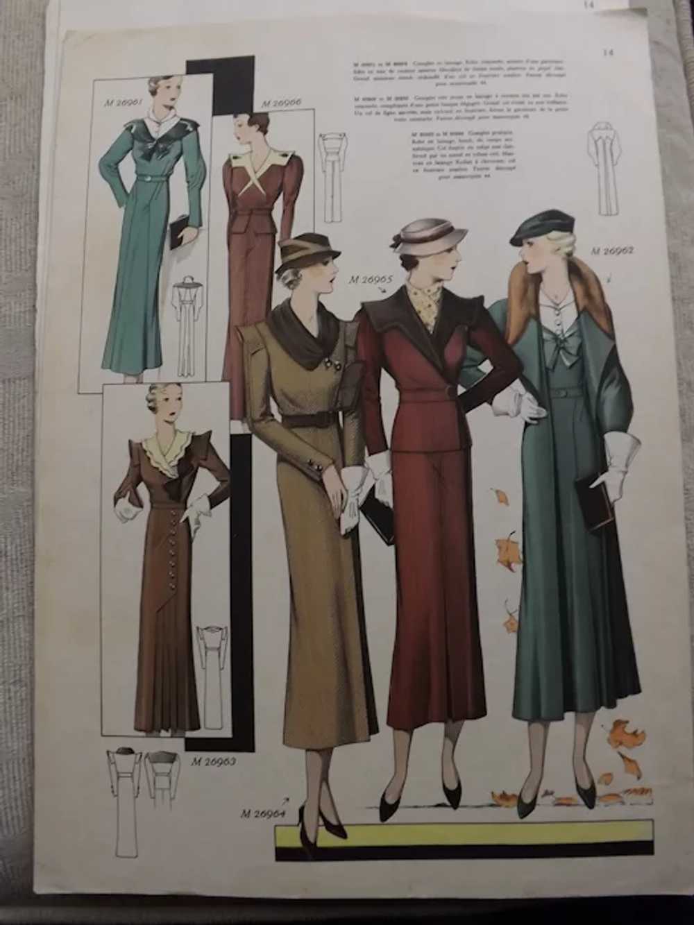 Original French Fashion Pages x Five - Early 1930… - image 2