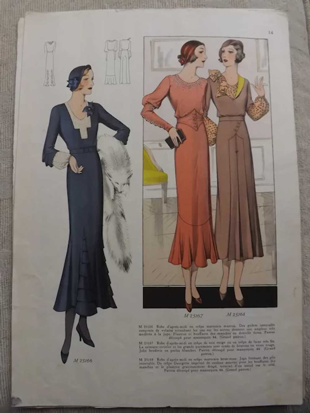 Original French Fashion Pages x Five - Early 1930… - image 3