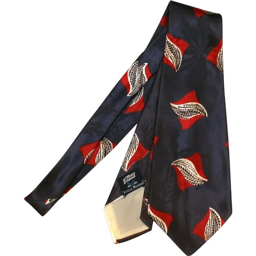 1940s Bond Style Manor Silky Tie 4" Wide AWESOME … - image 1