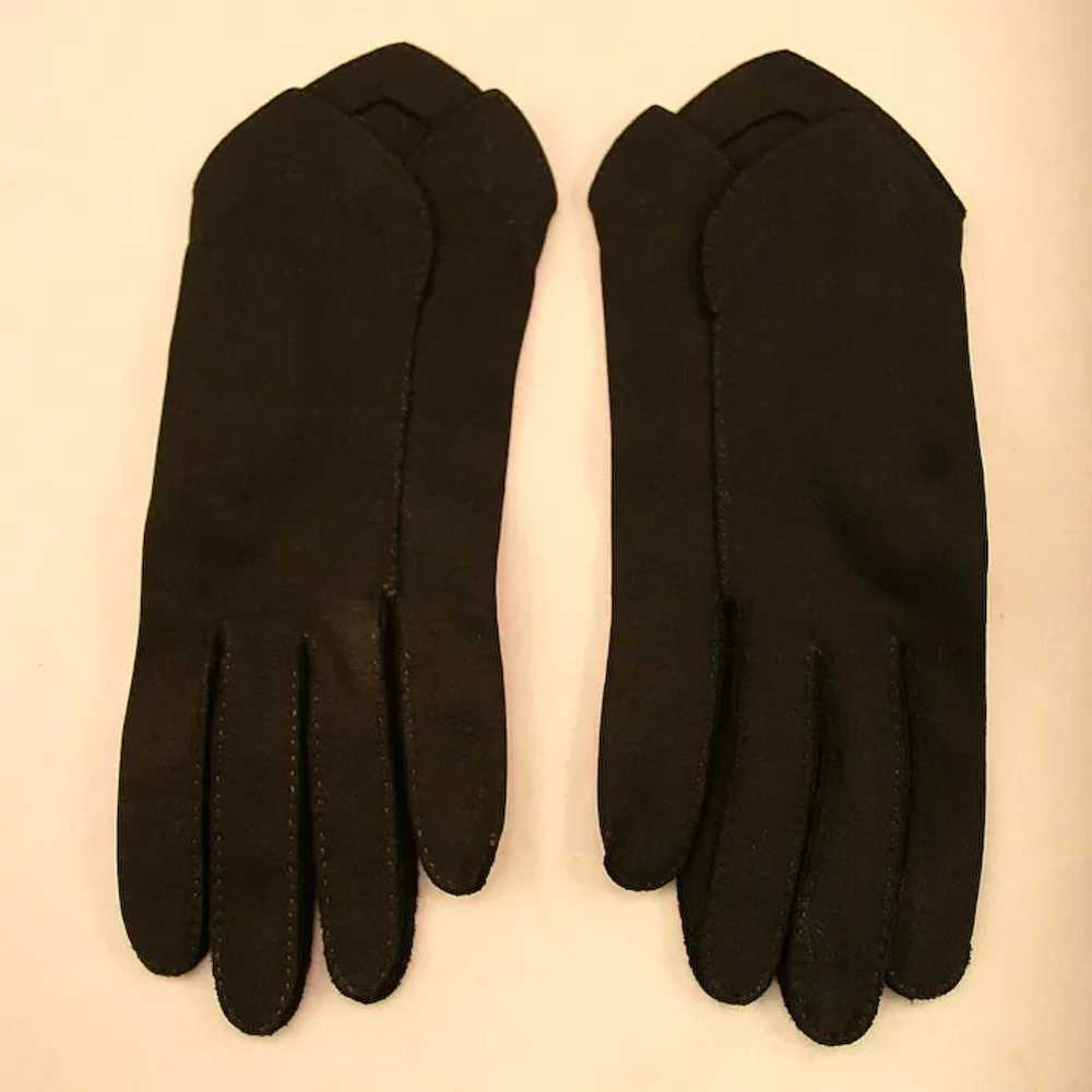 ca late '40s Crescendoe Black Cotton Gloves, Size… - image 2
