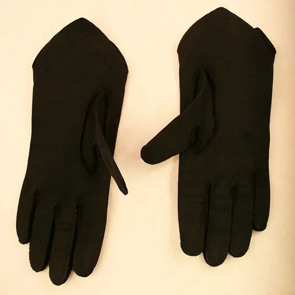 ca late '40s Crescendoe Black Cotton Gloves, Size… - image 4