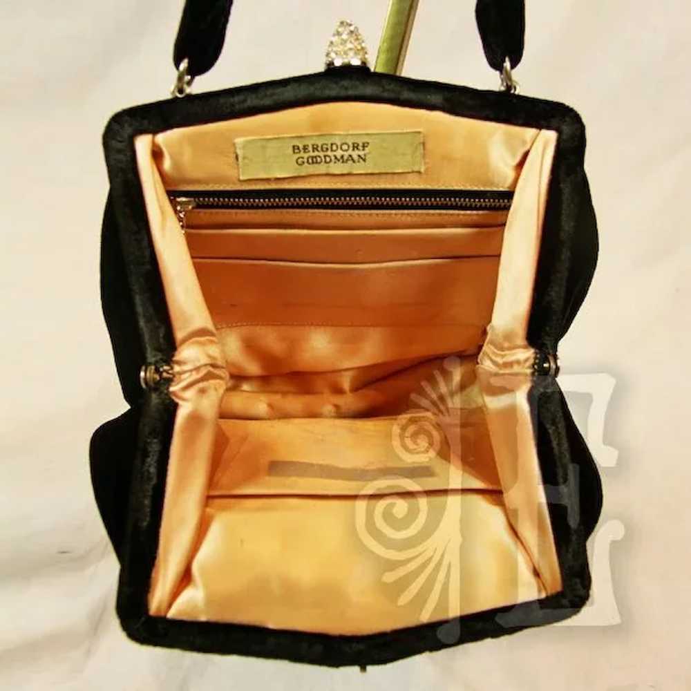 Vintage Bergdorf Goodman Black Velvet Bag Rhinest… - image 6