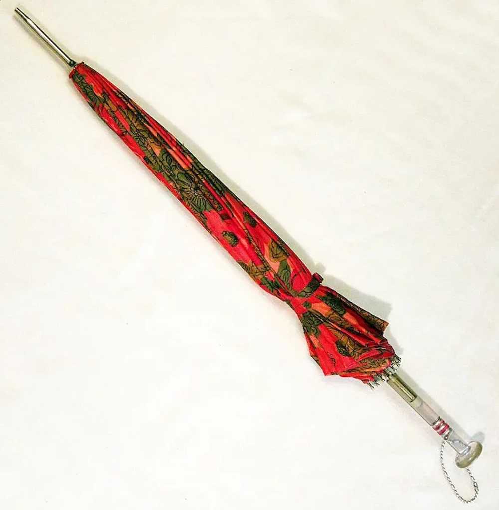 ca 1950's Springtime Parasol with Rose-Red and Ol… - image 2