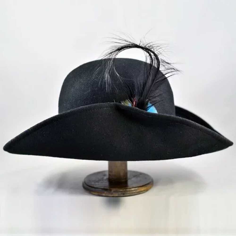 Voluminous and Dramatic Black Wool Hat - image 2