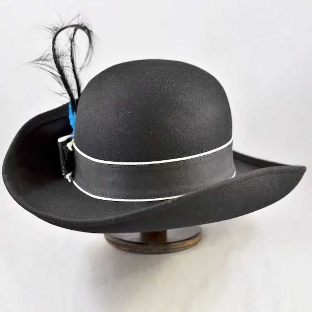 Voluminous and Dramatic Black Wool Hat - image 3