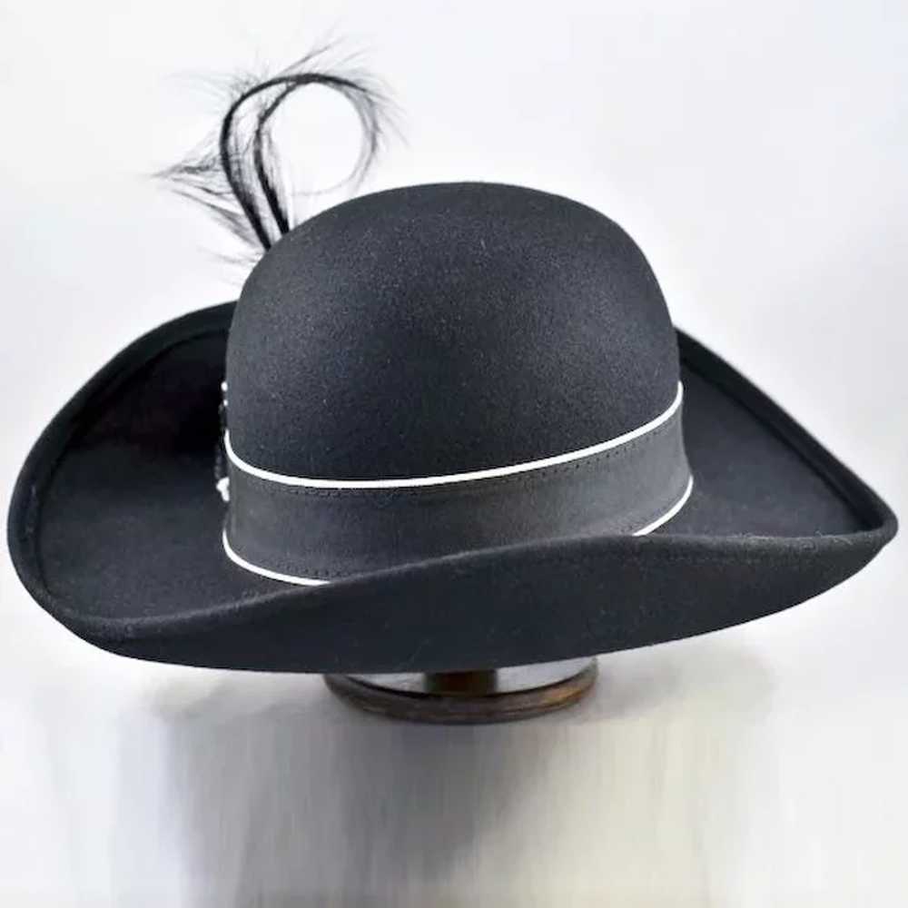 Voluminous and Dramatic Black Wool Hat - image 4