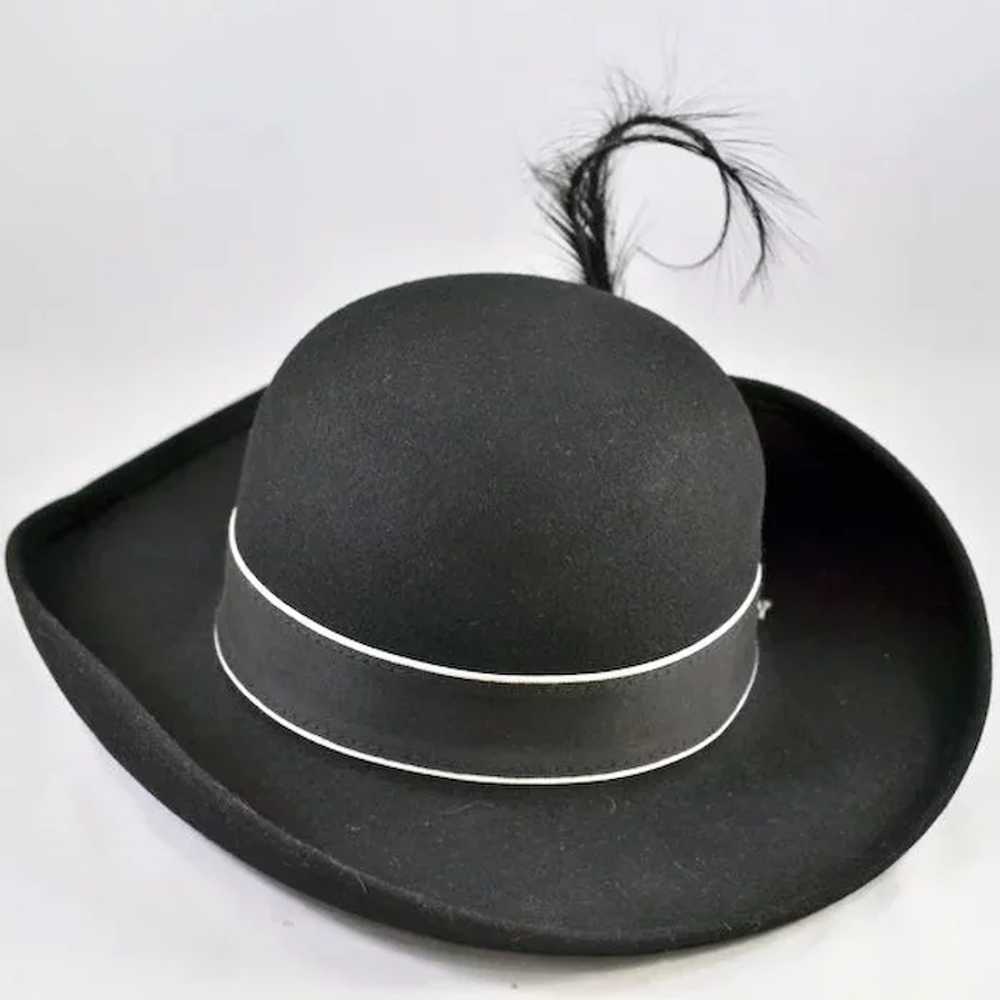 Voluminous and Dramatic Black Wool Hat - image 5