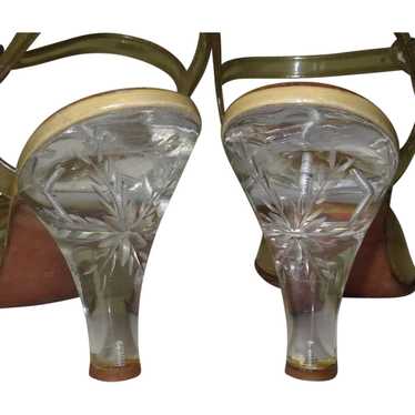 Carved Lucite Heels, Vintage 50's Sling Back Shoes - image 1