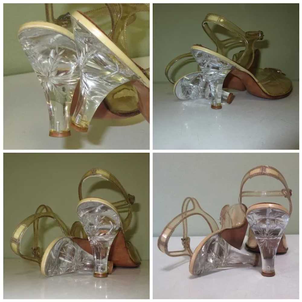 Carved Lucite Heels, Vintage 50's Sling Back Shoes - image 6