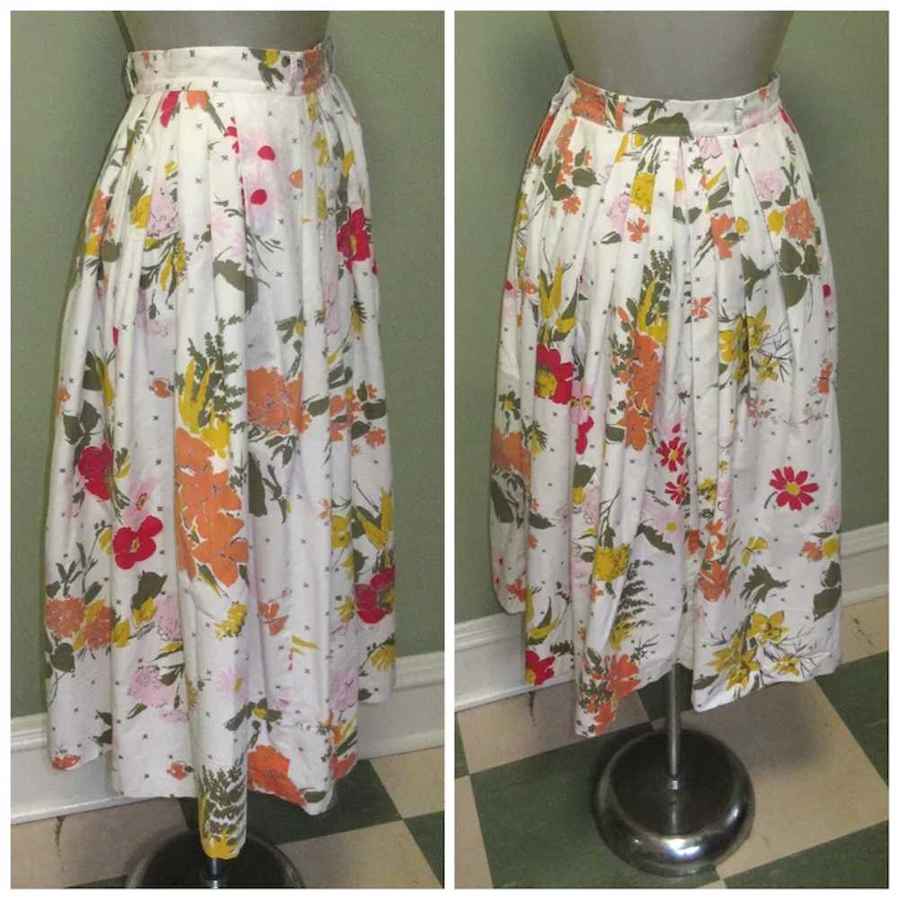 Vintage 50's Skirt, Bobbi Brooks, Cotton Floral, … - image 2