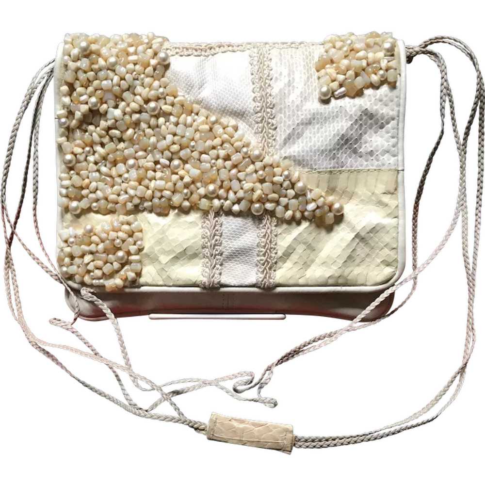 VIntage Grace Agostino Leather Handbag with Stones - image 1