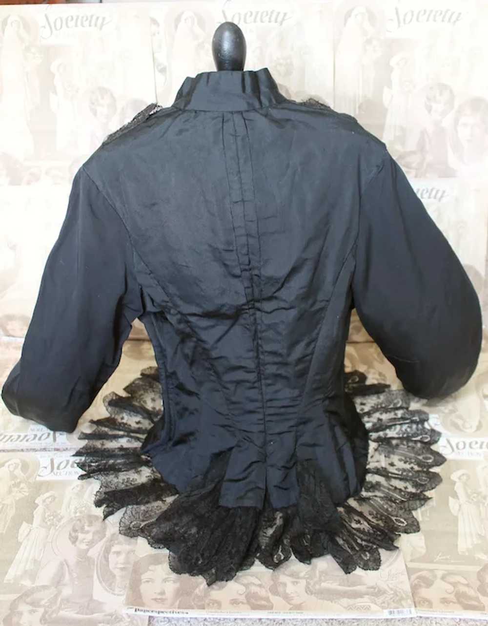 Woman's Antique Victorian Era Black Silk Jacket B… - image 8