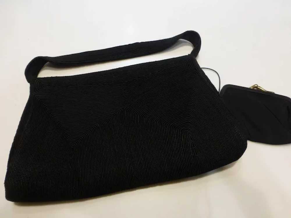 1940’s Black Corde' Art Deco Styled Handbag w Att… - image 3