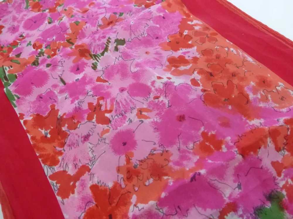 Vera Long Water Colored Floral Silk Scarf - image 2