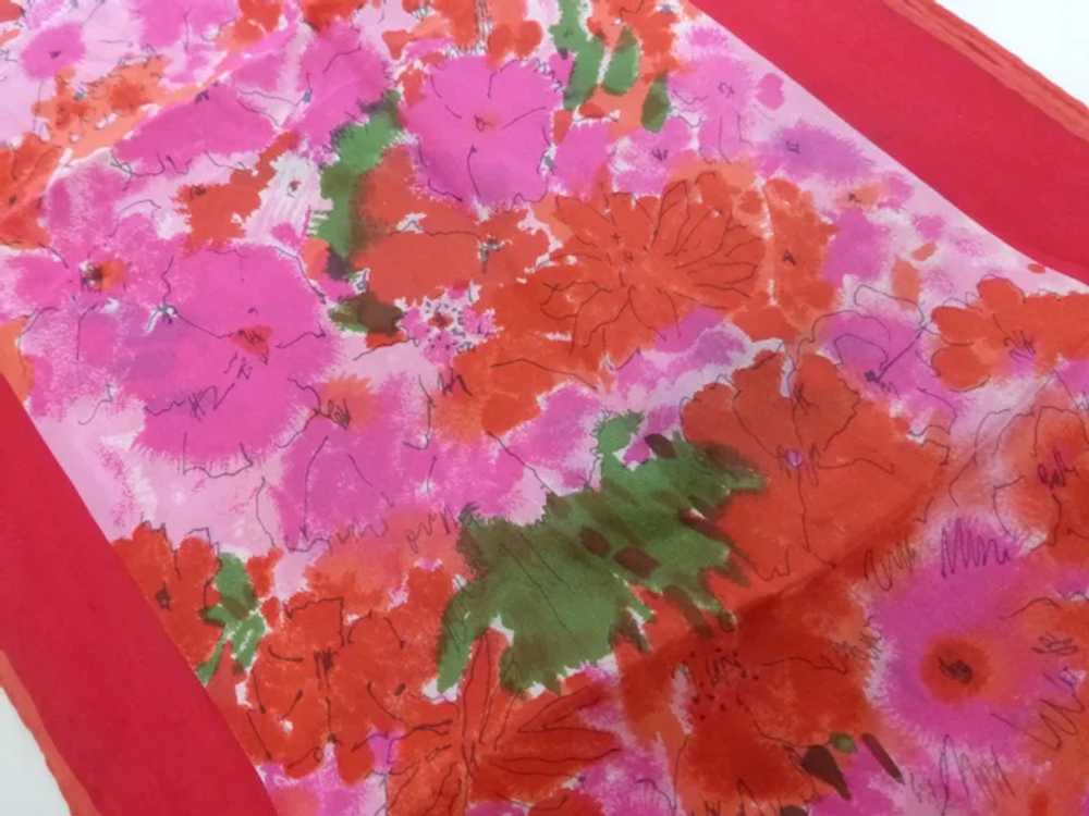 Vera Long Water Colored Floral Silk Scarf - image 3