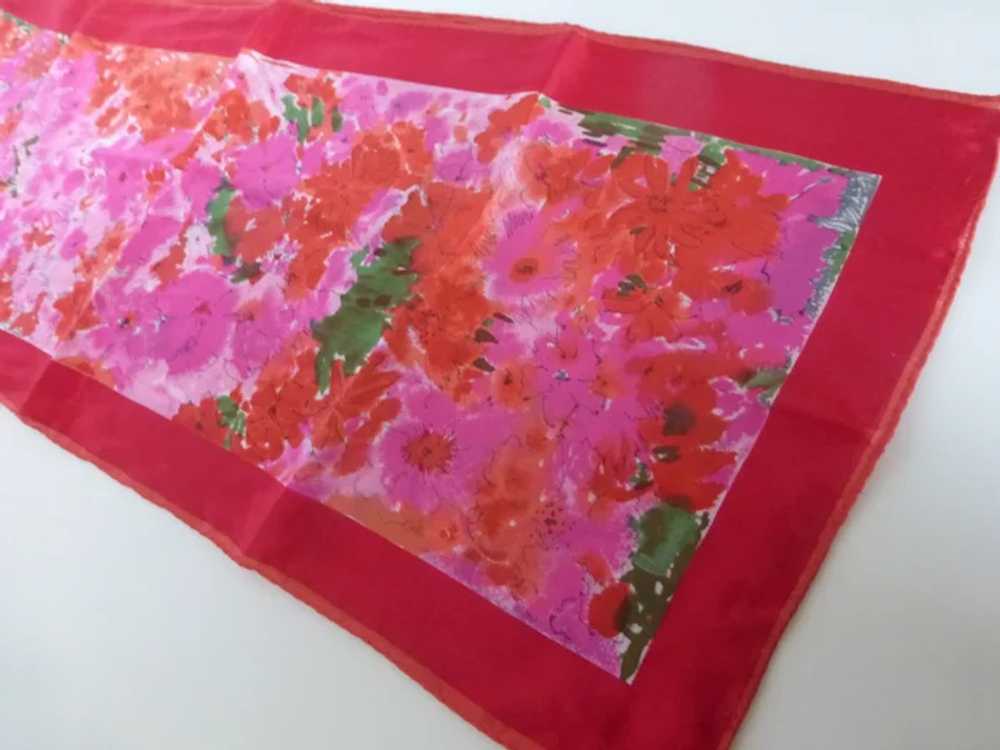 Vera Long Water Colored Floral Silk Scarf - image 4