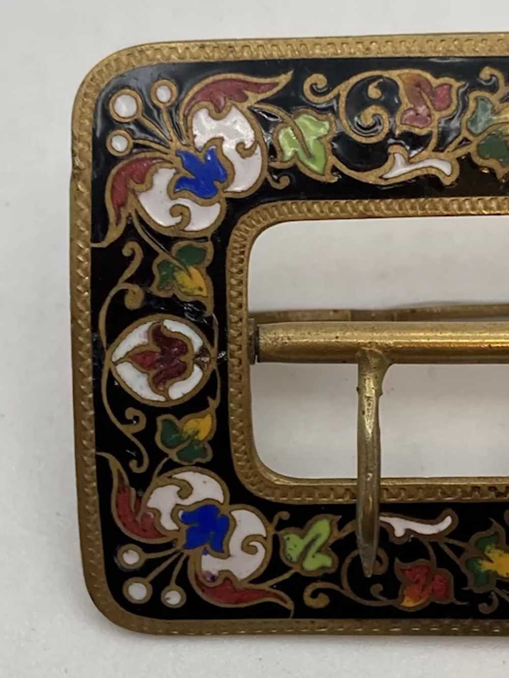 Antique Victorian Brass and Enamel Buckle - image 3