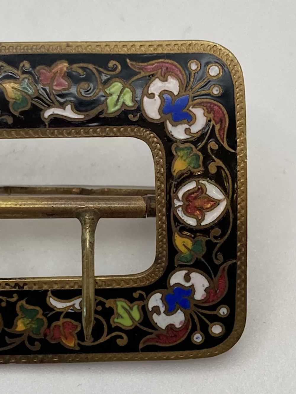 Antique Victorian Brass and Enamel Buckle - image 4