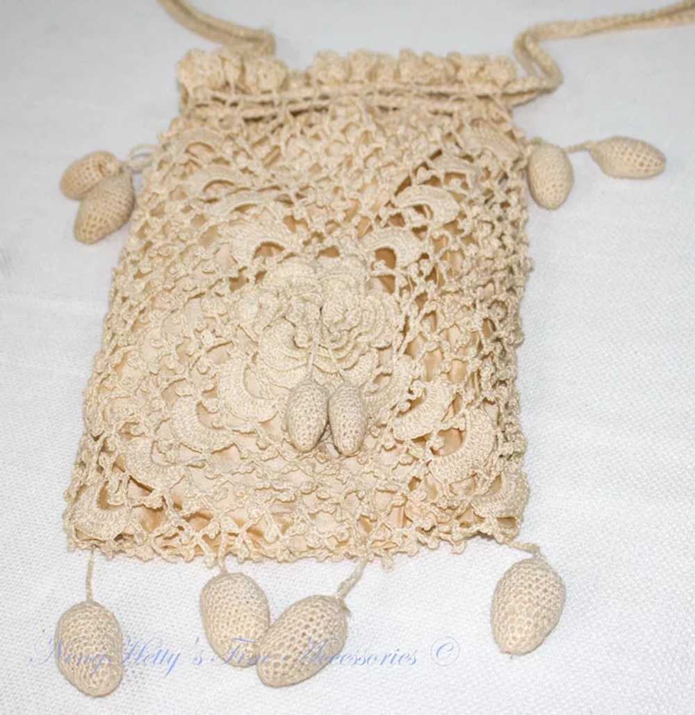 Vintage Victorian Style Crochet Reticule - image 7