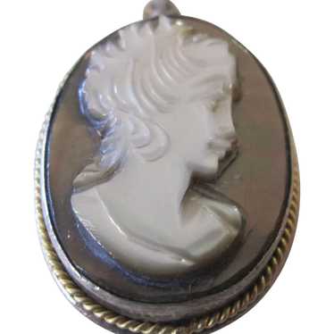 Delightful Vintage Abalone Cameo with Sterling Sil