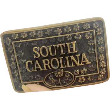 Vintage SOUTH CAROLINA Solid Brass Belt Buckle 70'