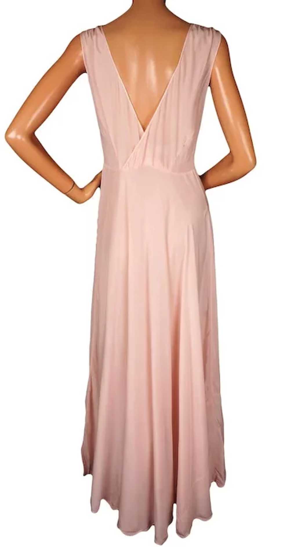 Vintage 1940s Silk Nightgown Pink Nightie w Embro… - image 3