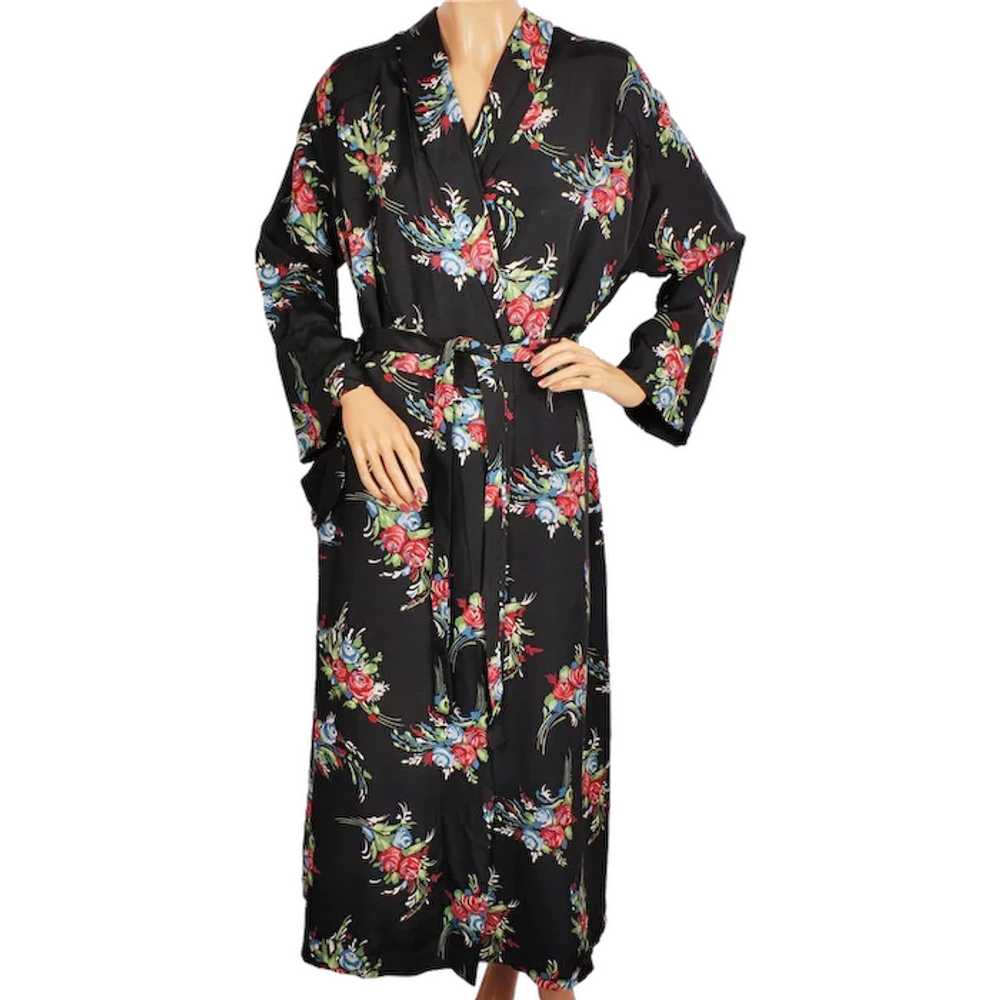 Vintage 1940s Ladies Dressing Gown Floral Chintz … - image 1