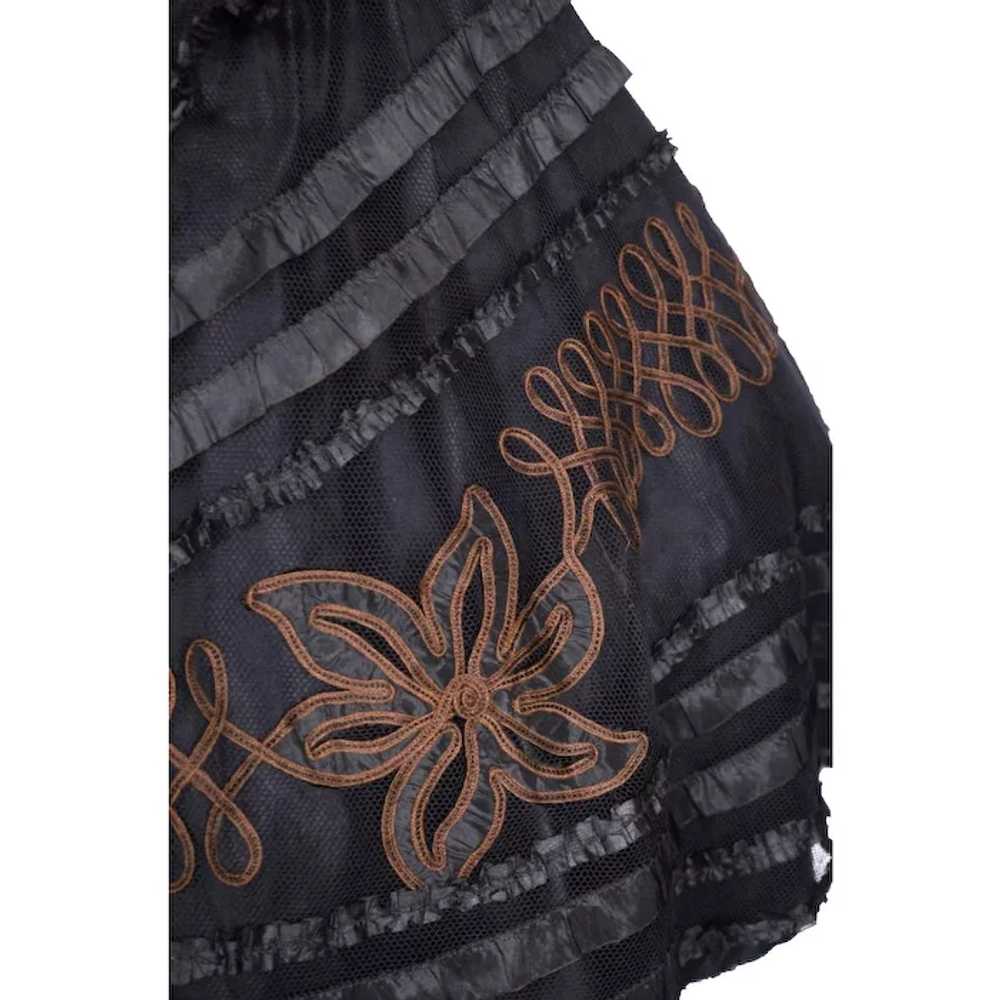 Antique Victorian Mourning Cape Black Silk on Net… - image 6