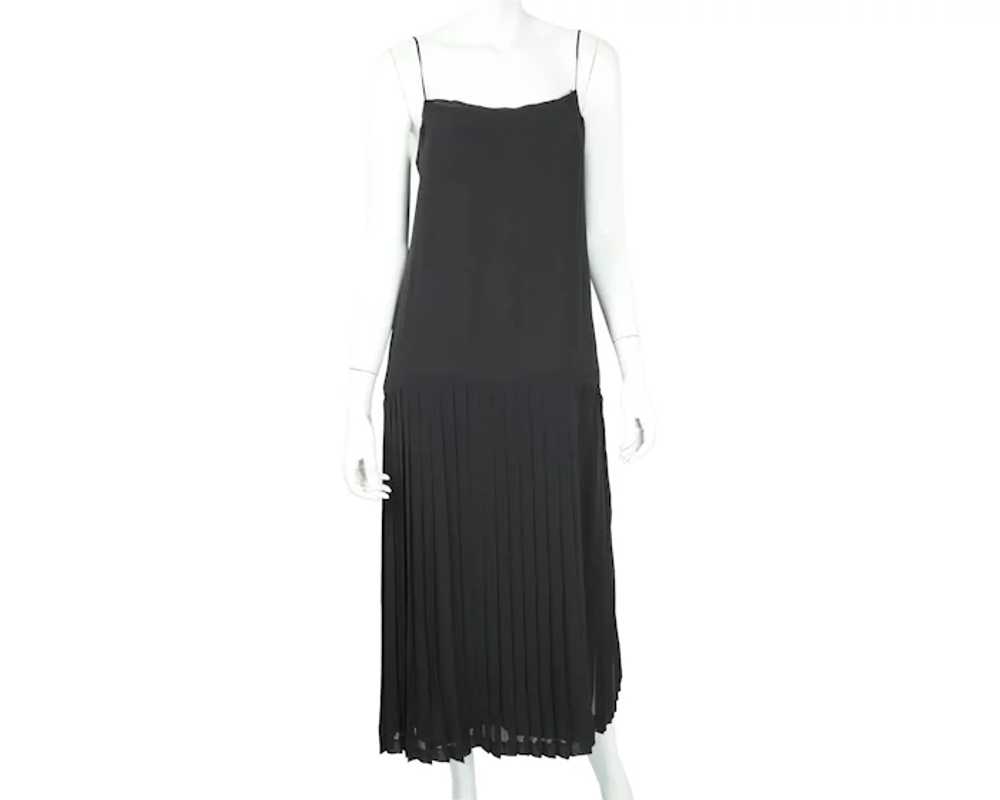 Vintage 80s Karl Lagerfeld Dress Black Silk w Chi… - image 5