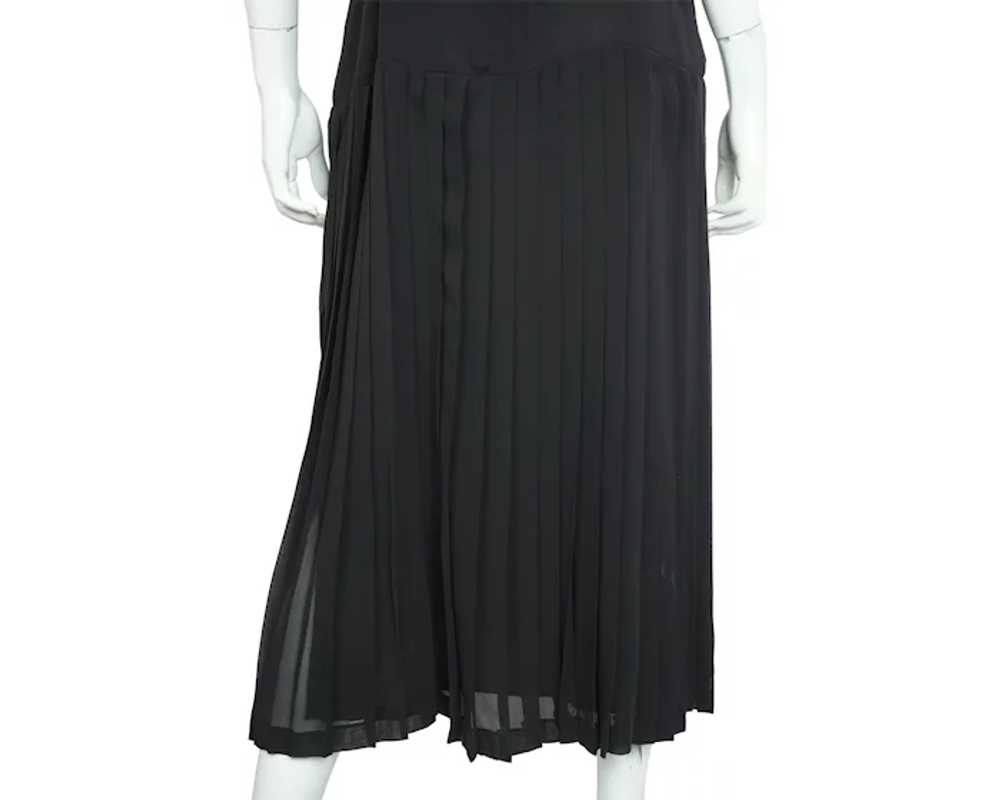 Vintage 80s Karl Lagerfeld Dress Black Silk w Chi… - image 6