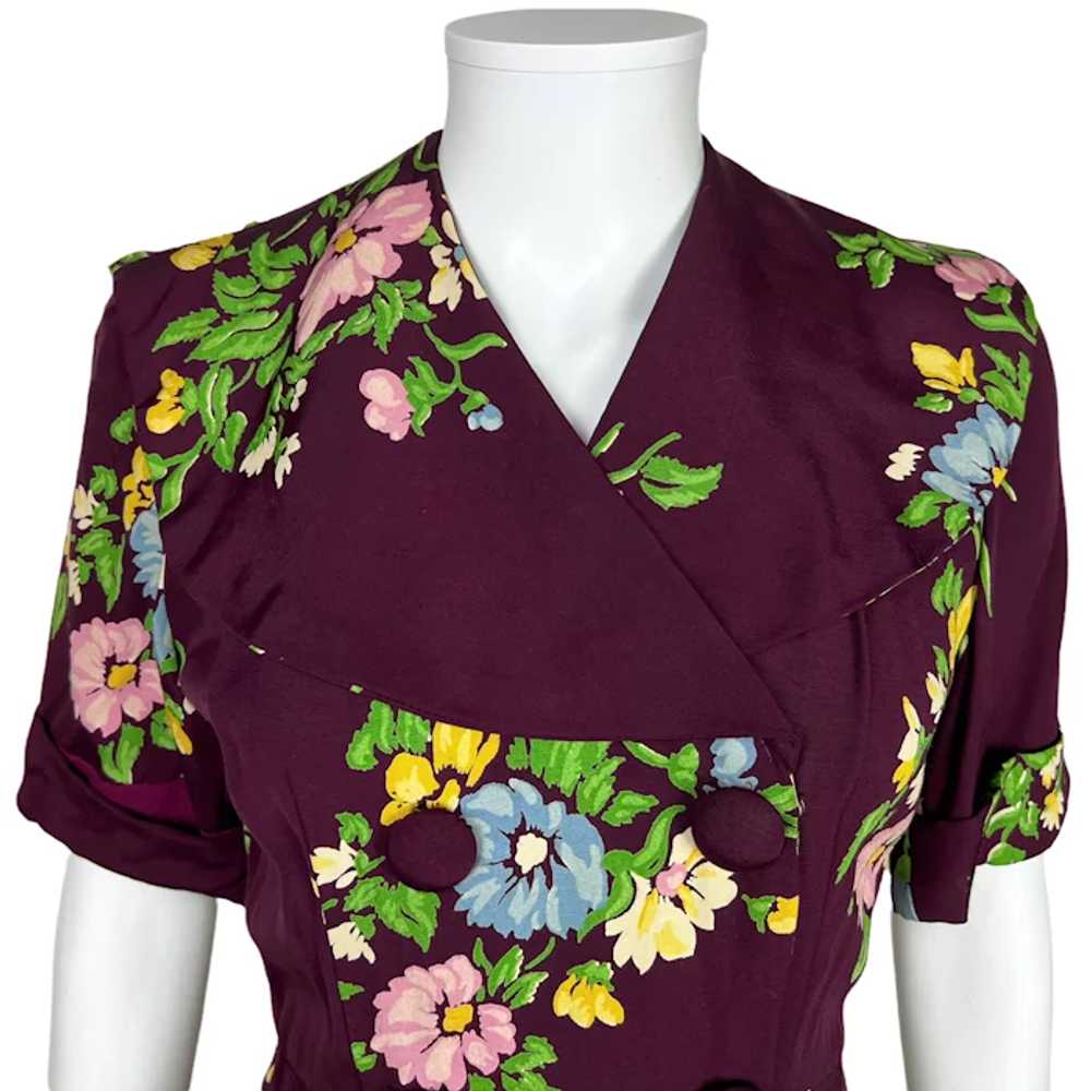Vintage 1940s Ladies Dressing Gown Floral Chintz … - image 4