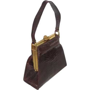 Vintage 1940's Brown Tegu Lizard Handbag - image 1