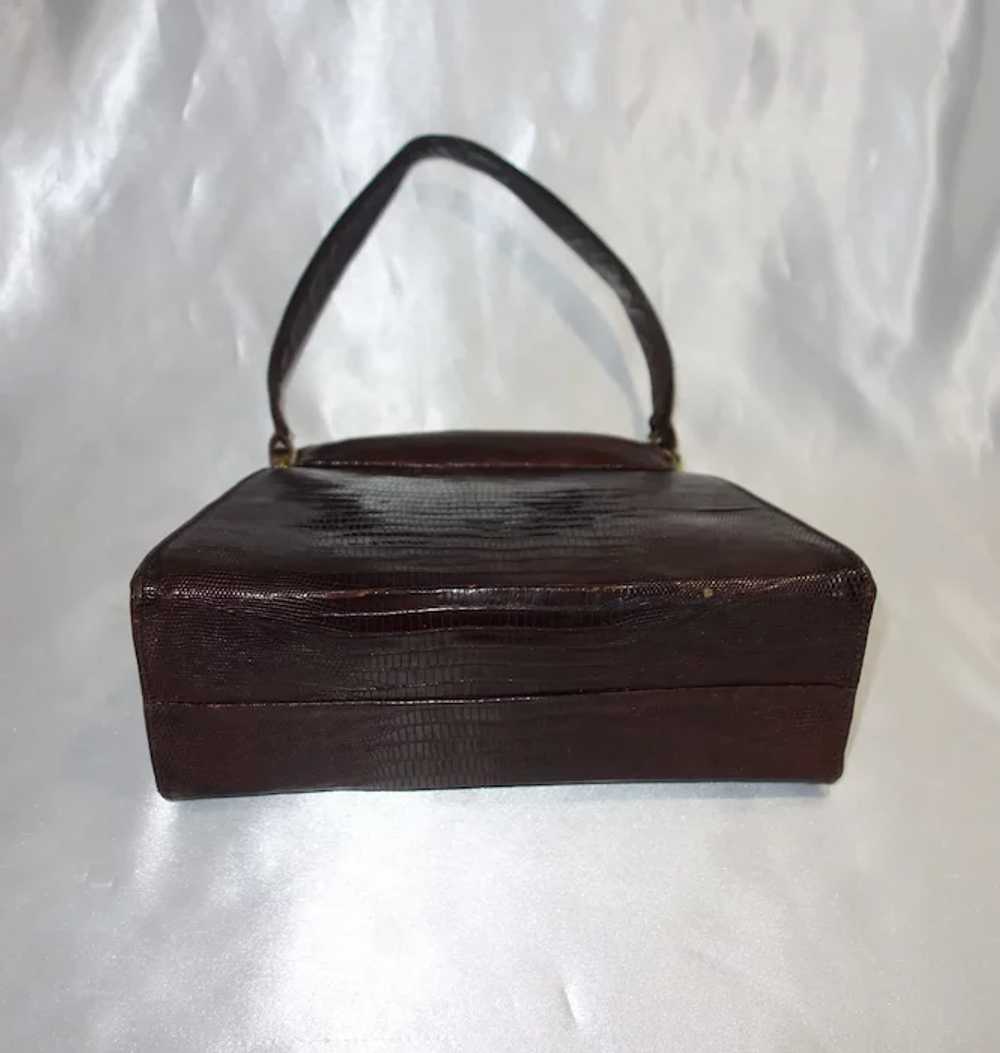 Vintage 1940's Brown Tegu Lizard Handbag - image 6