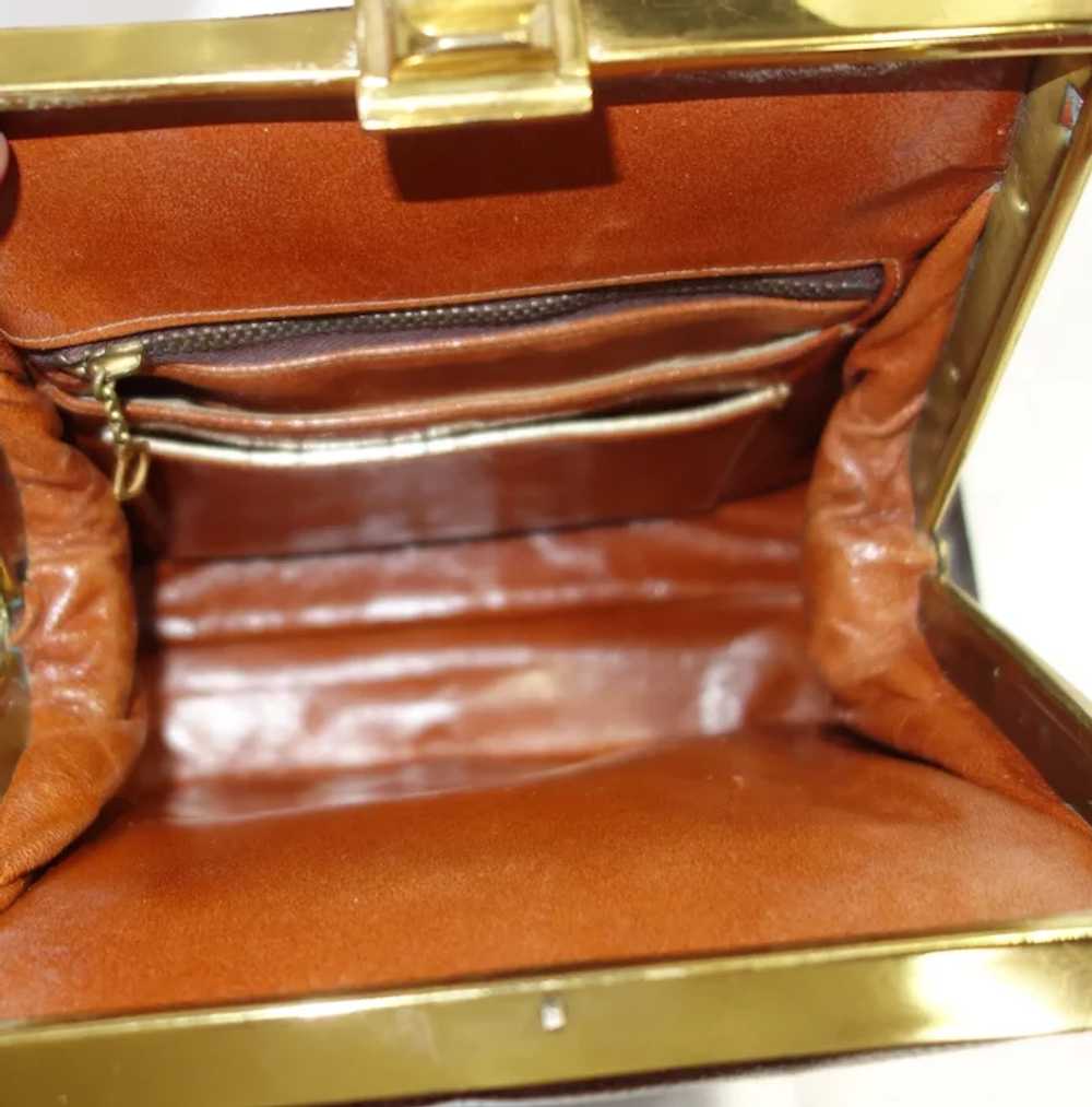 Vintage 1940's Brown Tegu Lizard Handbag - image 7