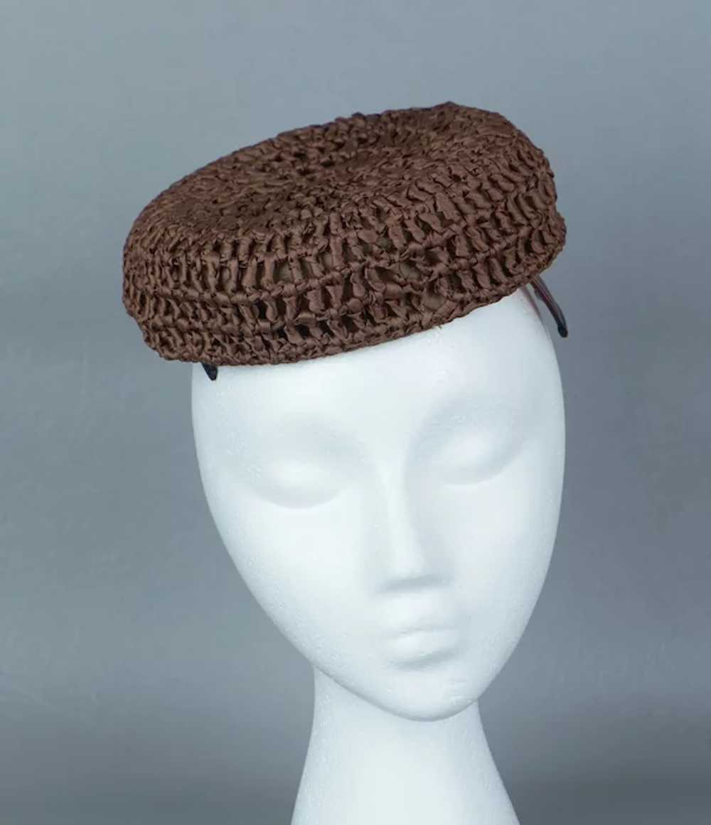 30s - 40s Brown Ribbon Dress with Matching Hat - image 7