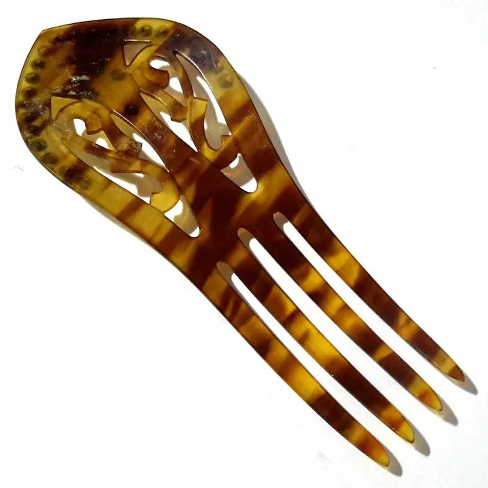 Faux Jeweled Tortoise Shell Hair Comb - image 2