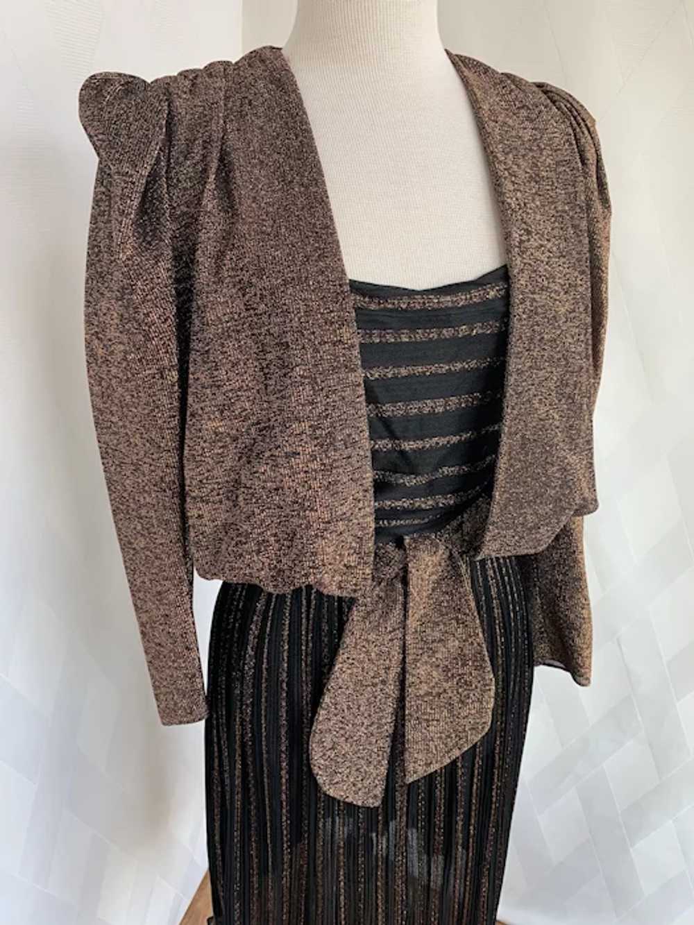 1980s Strappy, Copper Metallic Dress with Jacket - image 4