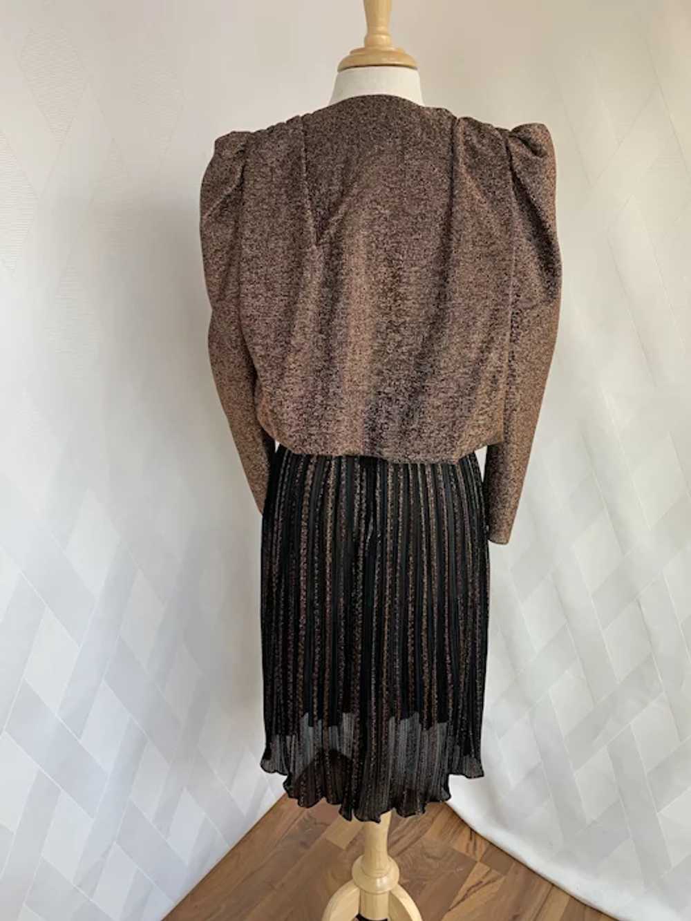 1980s Strappy, Copper Metallic Dress with Jacket - image 5